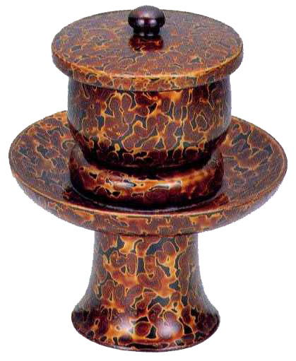 山田仏具オンラインショップ / 茶湯器【木製】金虫喰塗 3寸5分