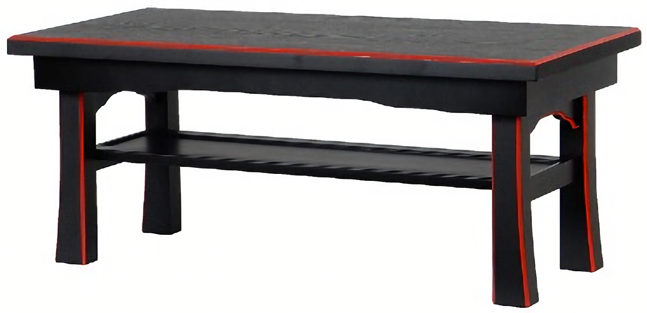 山田仏具オンラインショップ / 二月堂机【黒塗面朱・新型棚付 折